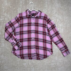 Ann Taylor Pink and Purple Plaid Shirt Size Medium